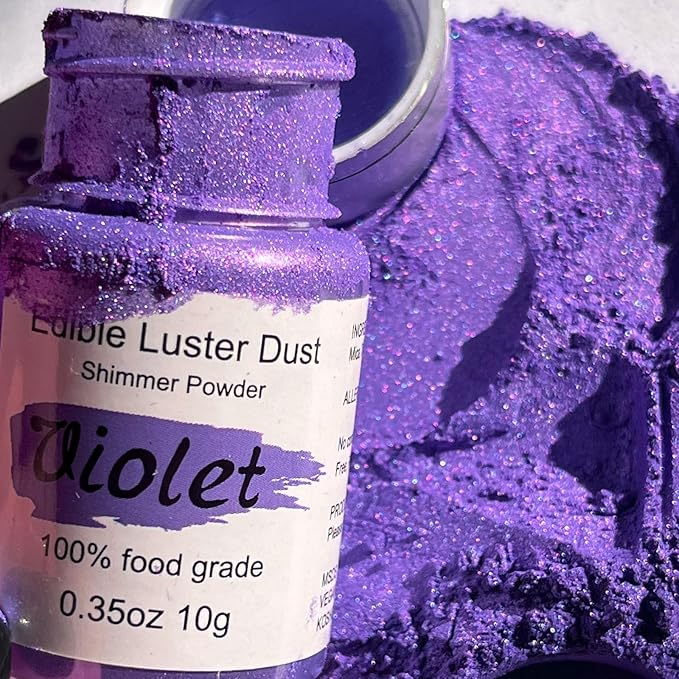 Purple Luster Dust Edible Glitter for Cakes Cocktails ??10g Colaele Edible Shimmering Dust for