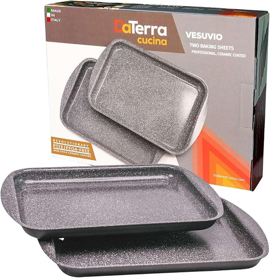 DaTerra Cucina - Nonstick Ceramic Coated Baking Sheet Twin Pack – 16" x 11" x 1" Professional