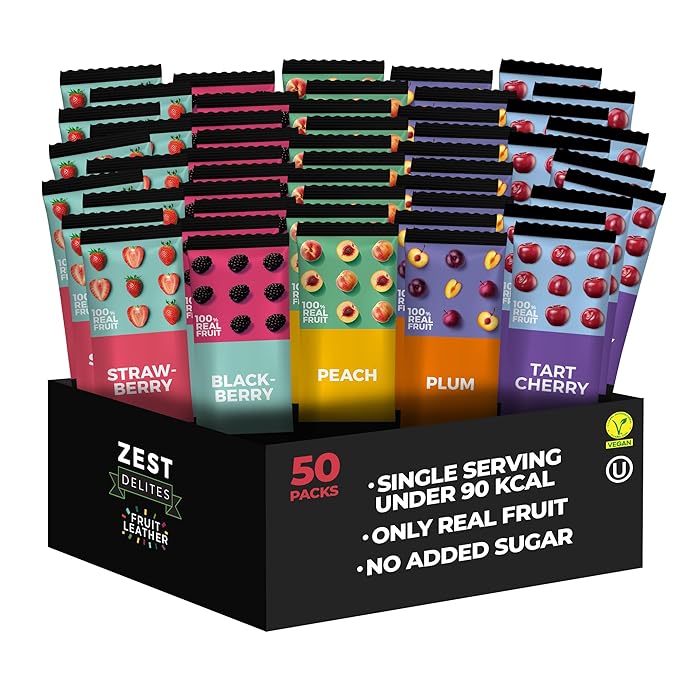Fruit Snacks by Zest Delites, Fruit Leather Bars, Healthy Snacks for Adults & Kids, Vegan