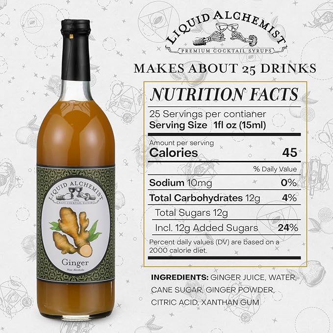 Liquid Alchemist Ginger Syrup for Cocktails - Real Ingredients Make our Liquid Ginger Puree for