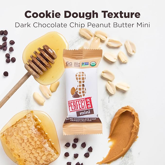 Perfect Bar Mini, Dark Chocolate Chip Peanut Butter Protein Bar, Protein Snack, Snack Bar, Organic