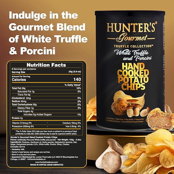 Hunter's Gourmet Premium Truffle Chips | No Artificial Colors or Preservatives | Hand-Cooked | Made