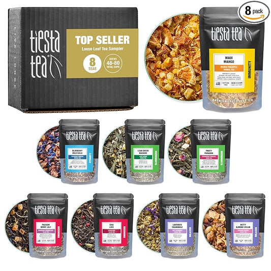 Tiesta Tea - Favorites Starter Sampler Dry Flight Set, Loose Leaf, High to No Caffeine, Makes Hot &