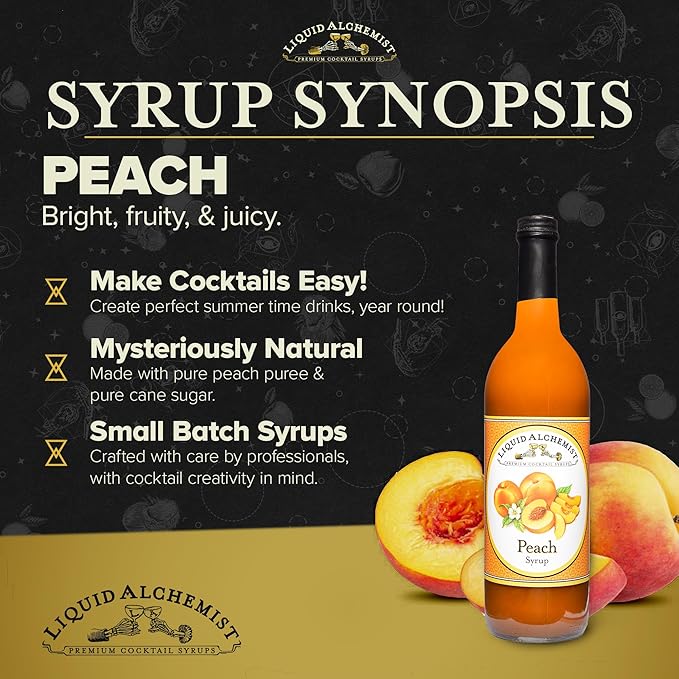 Liquid Alchemist Peach Syrup for Drinks - Real Ingredients Make the Perfect Summer Cocktail or