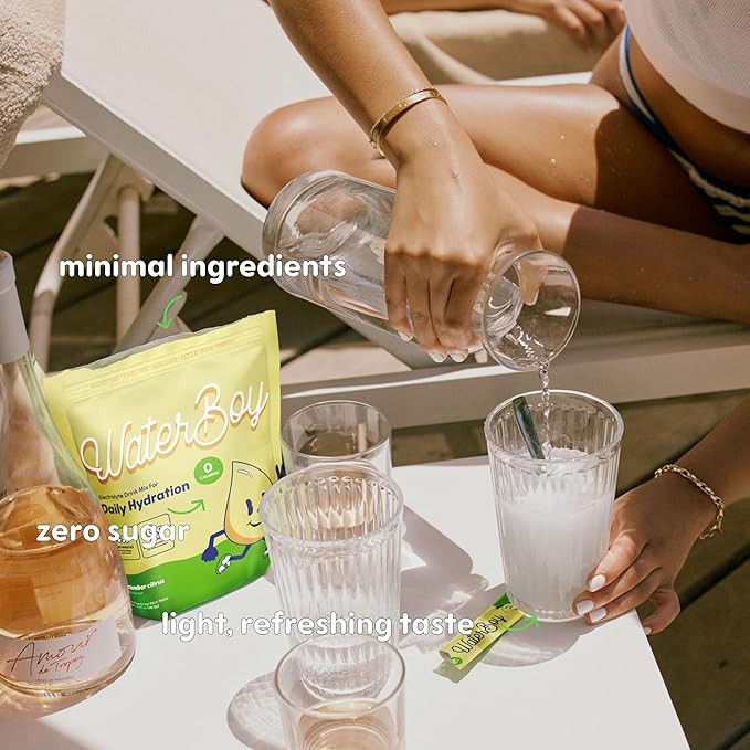 Waterboy Daily Hydration | 1,570mg Electrolyte Powder Packets | No Sugar, All Natural, Gluten Free