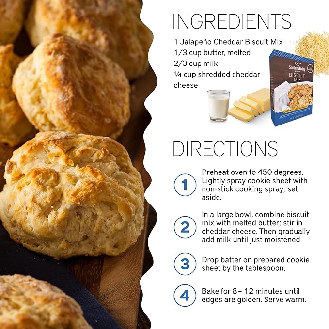 Southern Living Gourmet Jalapeno Cheddar Biscuit Mix, Easy-to-Bake Delight, Dinner Biscuits