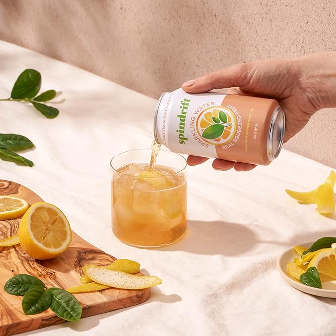 Spindrift Sparkling Water, Half Tea & Half Lemon Flavored, Made with Real Squeezed Fruit, 12 Fl Oz