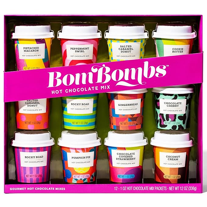 BomBombs, Hot Chocolate Mix Gift Set with Mini Cup Packaging, Dessert Flavors Include Rocky Road