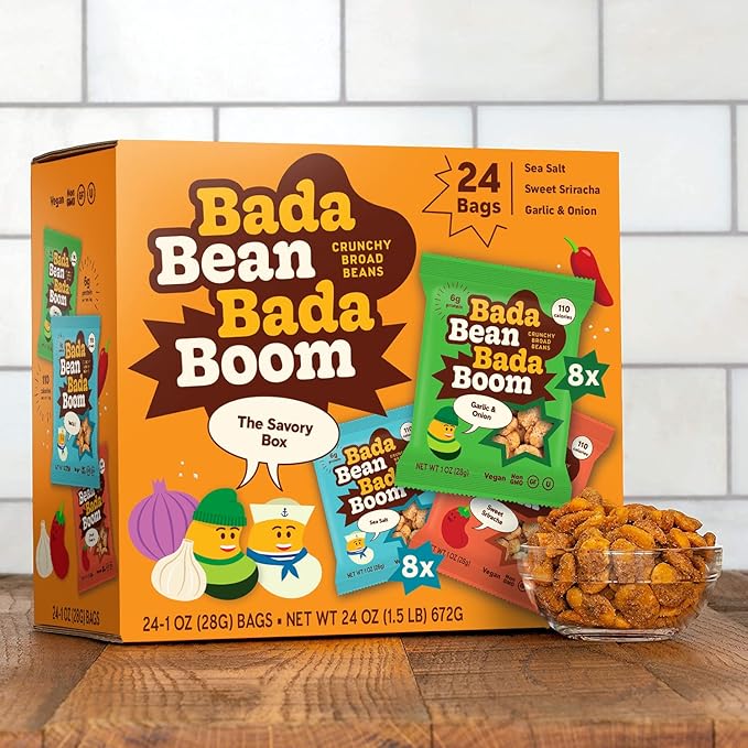 Enlightened Bada Bean Bada Boom Roasted Fava Beans, Dried Broad Beans - 110 Calories, 4g Fiber, 6g
