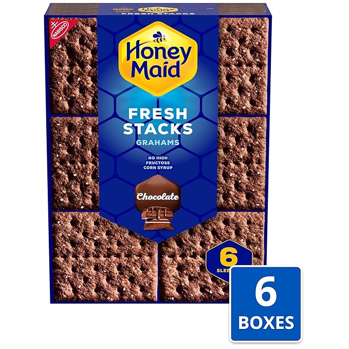 HONEY MAID Fresh Stacks Chocolate Graham Crackers, Bulk Travel Snacks, 6 Boxes (36 Multi Snack