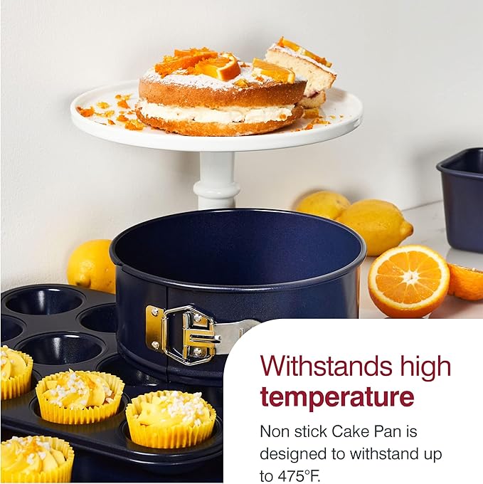Zyliss E980197 Non-Stick Loose Base Tart Tin | 25cm/10in | Carbon Steel | Dark Blue | Cake