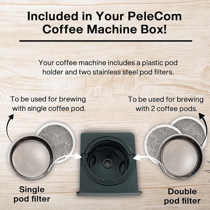 PeleCafe Coffee Machine – Compatible with Senseo Pods – Fast Brewing Single-Serve Coffee Maker with