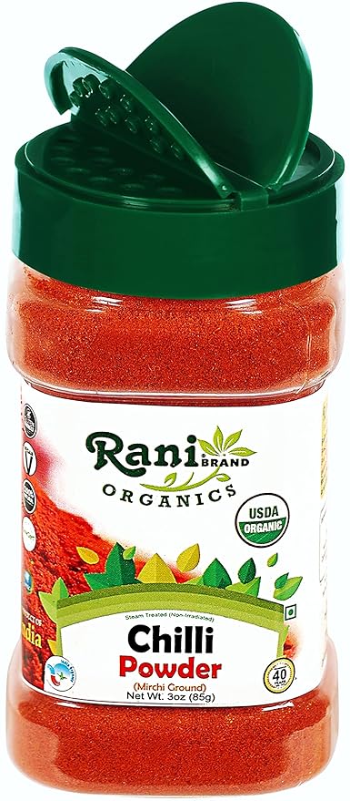 Rani Organic Chilli Powder (Mirchi Ground) 3oz (85g) PET Jar ~ All Natural | Vegan | Gluten