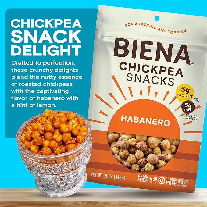 BIENA Chickpea Snacks - Crunchy Roasted Chickpeas - High Fiber Vegan Protein Snacks for Adults and