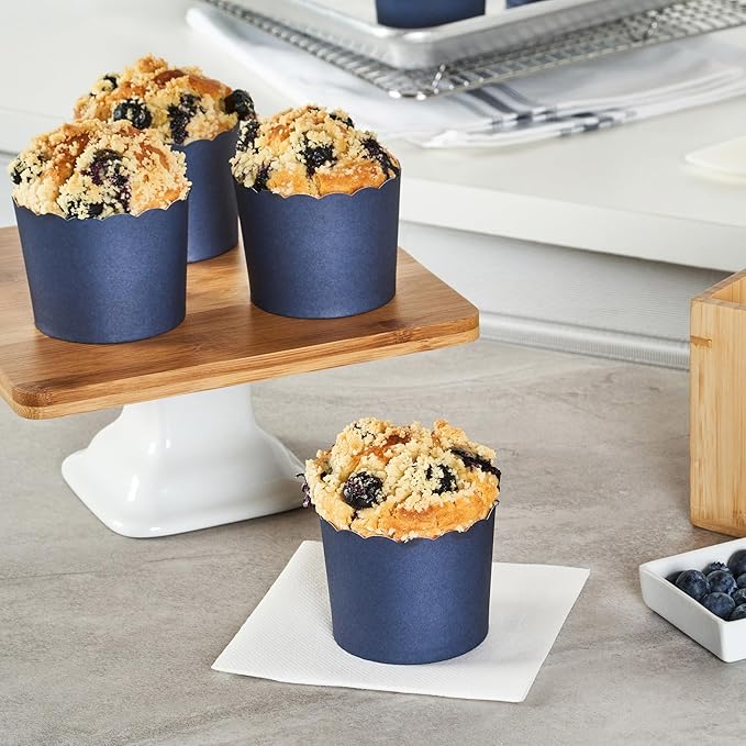 Panificio 6 Ounce Cupcake Wrappers, 200 Scalloped Baking Cups - Oven-Ready, Greaseproof, Midnight