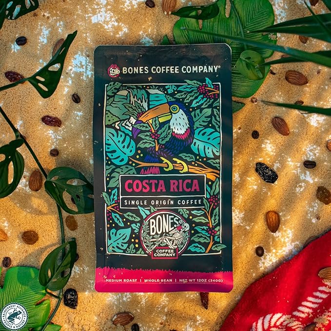 Bones Coffee Company Costa Rica Single-Origin, Cocoa, Nutty and Milk Chocolate Notes, Ground Coffee