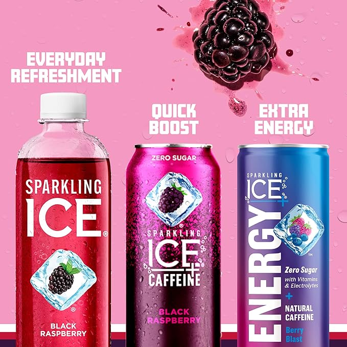 Sparkling Ice, Black Raspberry Sparkling Water, Zero Sugar Flavored Water, with Vitamins and