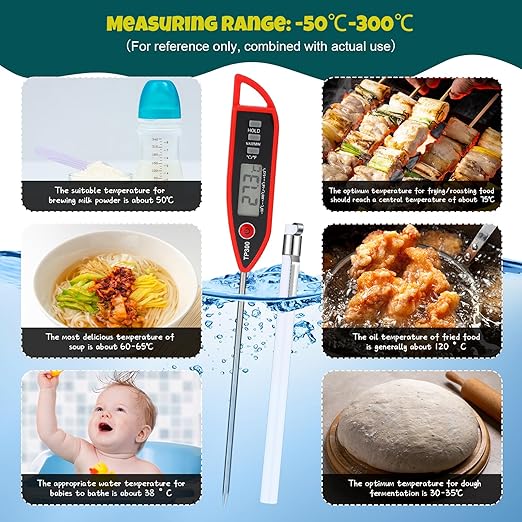 3 Set Waterproof Food Thermometer for Water, Liquid, Candle and Cooking Digital Meat Thermometer
