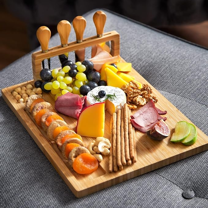 RoyalHouse Personalized Charcuterie Board, Custom Bamboo Engraved Cheese Board, Customized Gifts