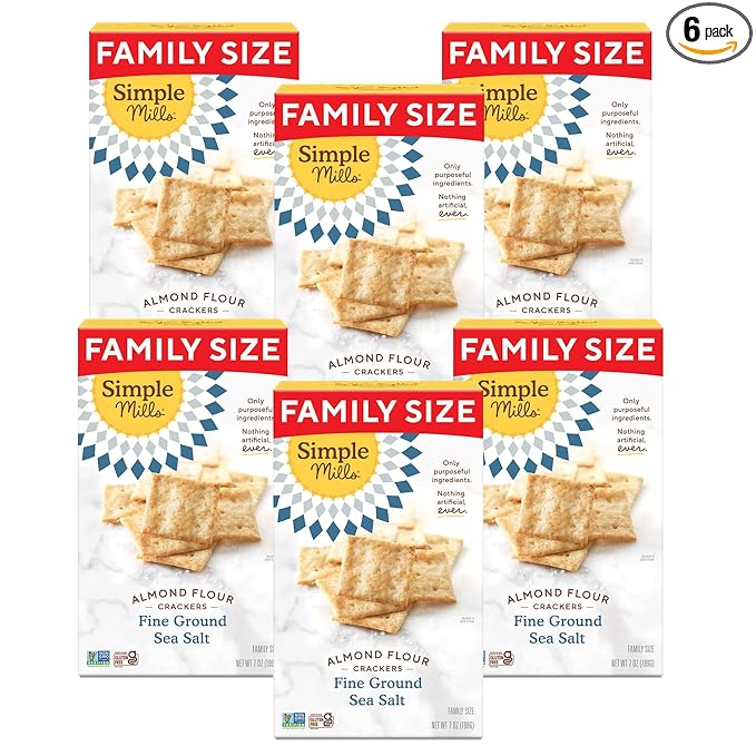 Simple Mills Almond Flour Crackers, Family Size, Fine Ground Sea Salt - Gluten Free, Vegan, Healthy