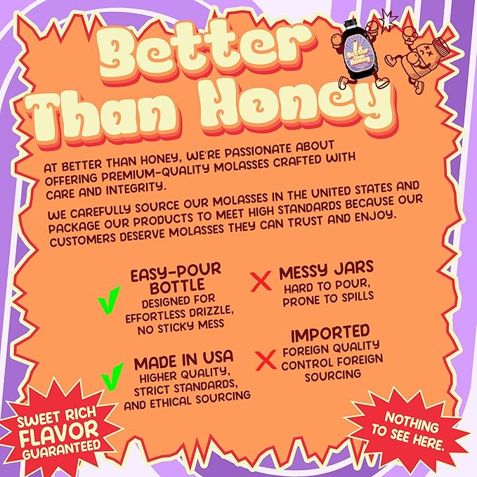 Better Than Honey Molasses 32oz – Natural Sweetener with Rich Flavor | Iron-Rich Sugar Alternative