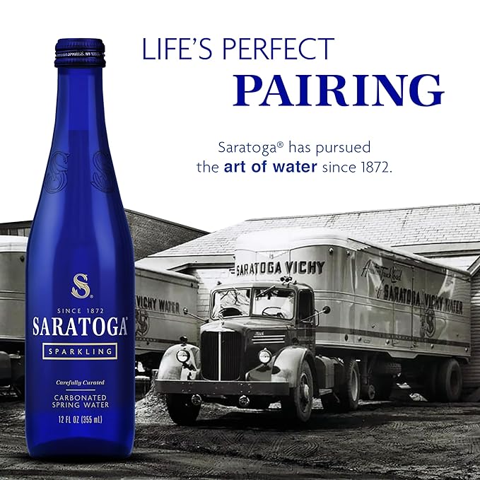 Saratoga Sparkling Water Bottles, 12-Pack - Carbonated Spring Bottled Water with Naturally