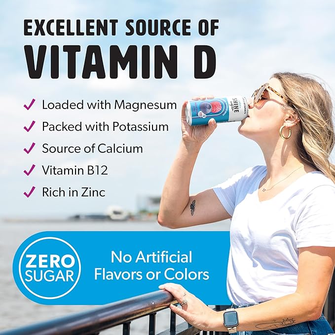 ShineWater Vitamin D Hydration Electrolyte Drink - Flavored water with electrolytes, Sugar-Free
