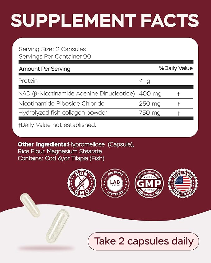 NMNH Supplement Alternative - NAD Supplement 1400mg Supports Healthy Aging Complex with