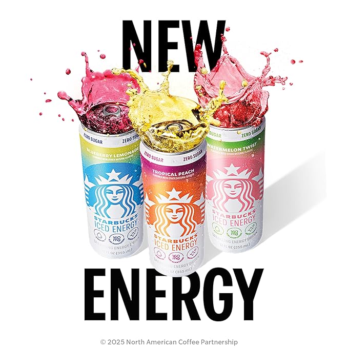 Starbucks Iced Energy Drink, Blueberry Lemonade, Zero Sugar Energy Drink, Plant Based Caffeine