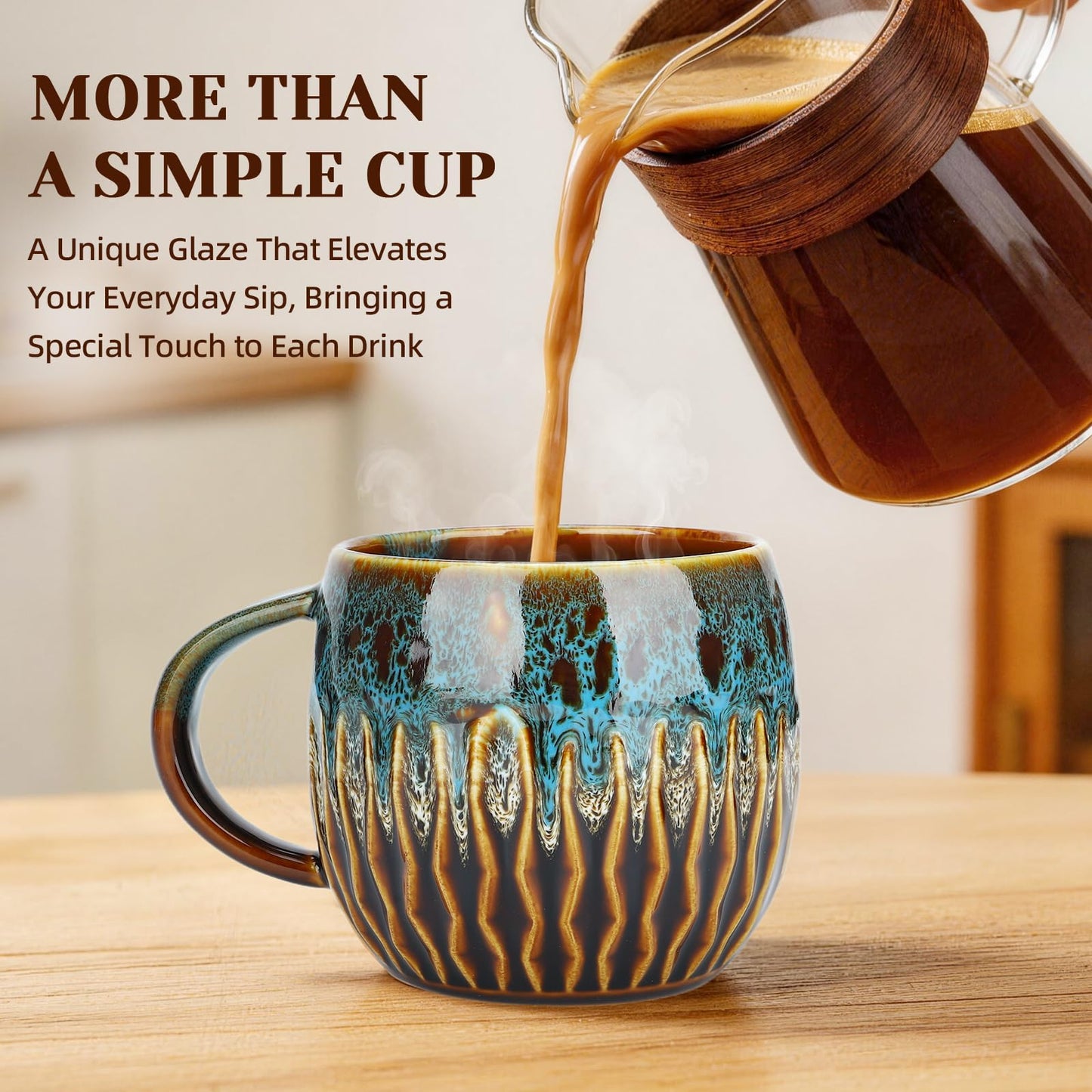 20oz Large Ceramic Coffee Mugs Unique Big Pottery Coffee Mug Microwave Safe Cool Stoneware Cups for