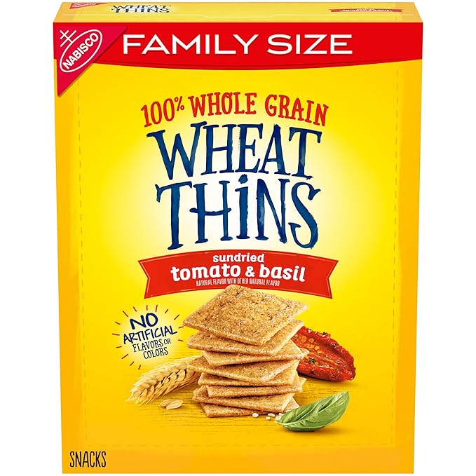 Wheat Thins Sundried Tomato & Basil Snacks, Whole Grain Wheat Crackers, Snack Crackers, Family