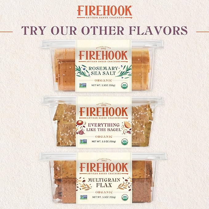 Firehook Garlic Thyme Crackers – Artisan Baked, Craveably Crunchy, Baked with Mediterranean Garlic