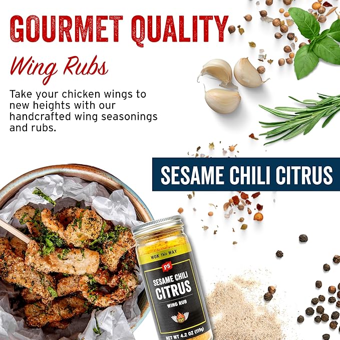 PS Seasoning Sesame Chili Citrus Wing Rub - Zesty Korean Seasoning Dust with Sesame, Gochugaru