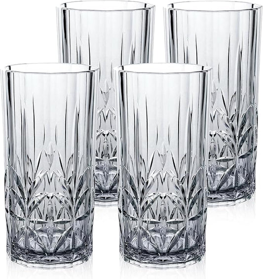 BELLAFORTE Shatterproof Tritan Tall Tumbler Set of 4, 18oz - Myrtle Beach Drinking Glasses