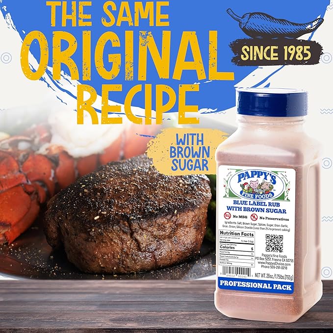 New Pappy's Blue Label Rub With Brown Sugar. Perfect for bbq and smoked brisket, steak, beef