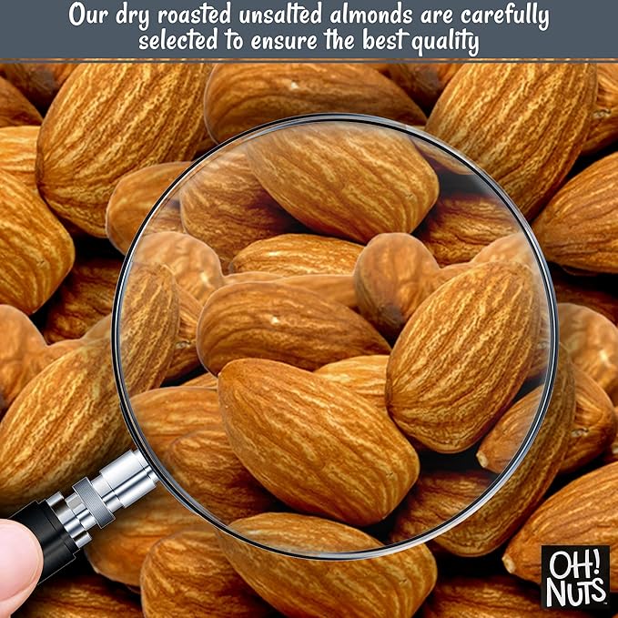 Oh! Nuts Almonds - Roasted Unsalted - 2 lb - Packed in New York Zip-Seal Bag for Exceptional