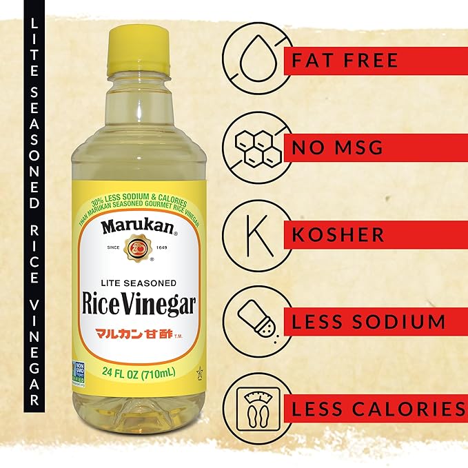 Marukan Lite Seasoned Rice Vinegar for Sushi & Cooking, 30% Lower Sodium & Sugar (24 fl oz)