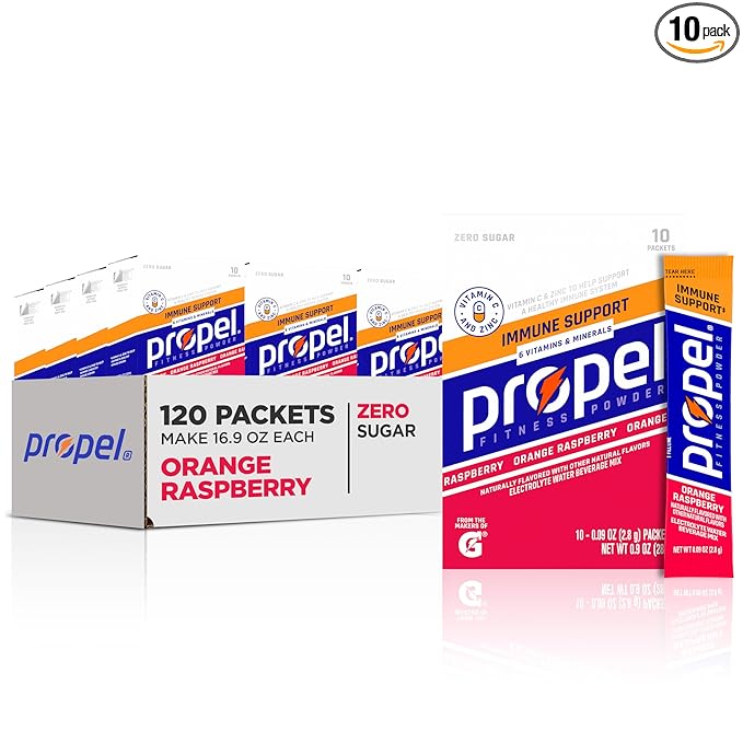 Propel Immune Support Electrolyte Enhanced Water Drink Mix Powder Packets, Orange Raspberry, 100%