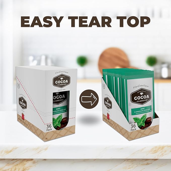 Cocoa Classics Mint Cocoa Mix, Hot Chocolate, Made with Nonfat Milk, Just Add Hot Water, Make Hot