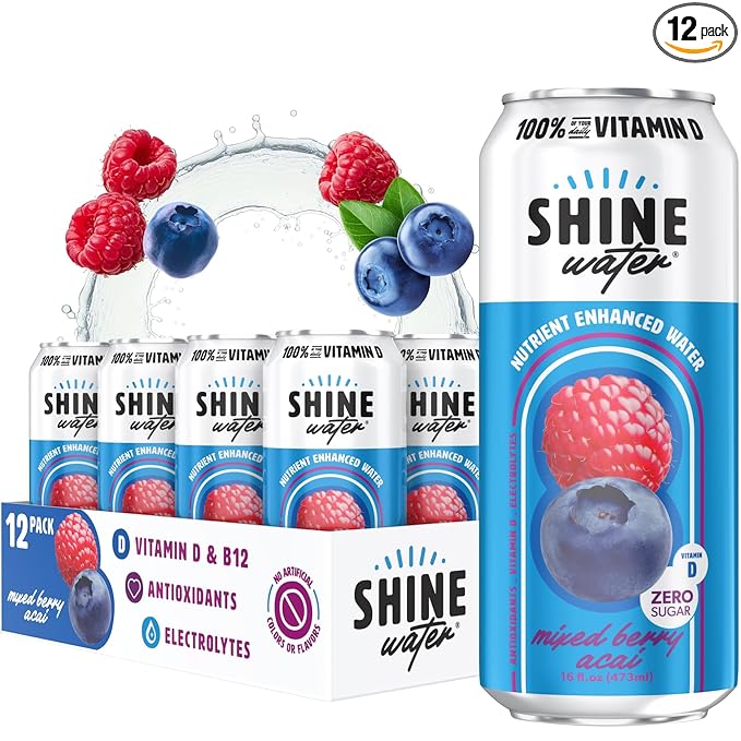 ShineWater Vitamin D Hydration Electrolyte Drink - Flavored water with electrolytes, Sugar-Free