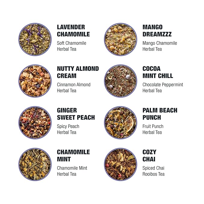 Tiesta Tea - 8 Herbal & Rooibos Sampler Dry Flight Set, Loose Leaf, No Caffeine, Makes Hot and