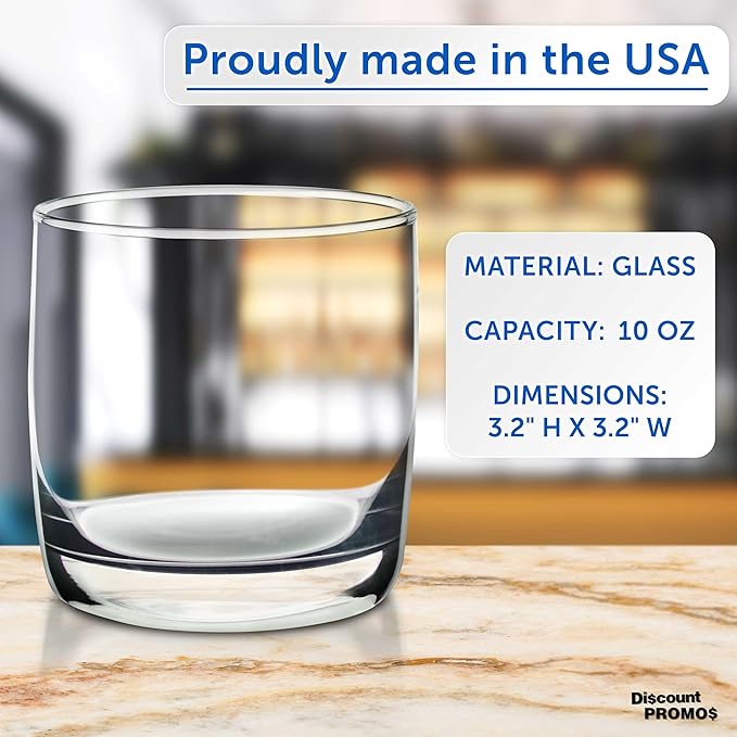 DISCOUNT PROMOS Whiskey Glasses 10 oz Set of 10, Bulk Pack - Heavy Base Old Fashioned Glass