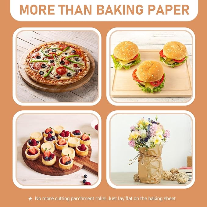 200 Pcs Large Parchment Paper Sheets for Baking, 13 x 18 Inch Brown Unbleached Precut Nonstick