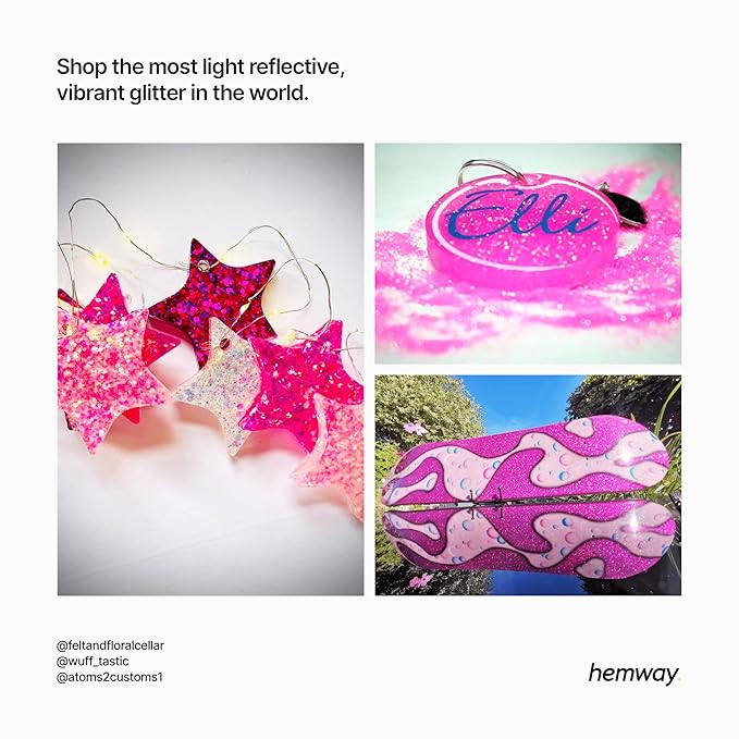 Hemway Premium Glitter Shaker - Fluorescent Pink | 130g Ultrafine Metallic Flake Sequins for Resin
