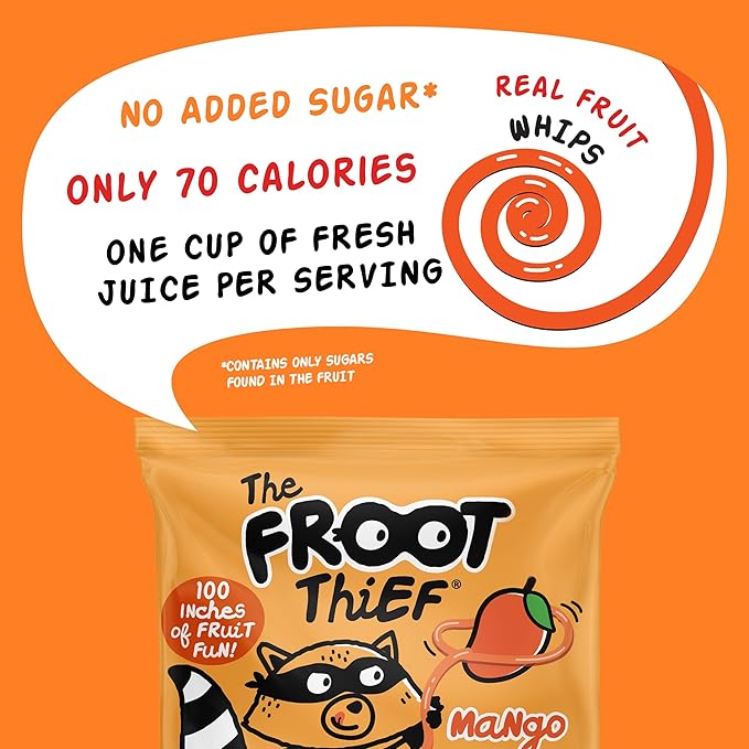 The FROOT Thief Real Fruit Snack Whips, Mango, Nut Free, Perfect for School Lunches and Snacks