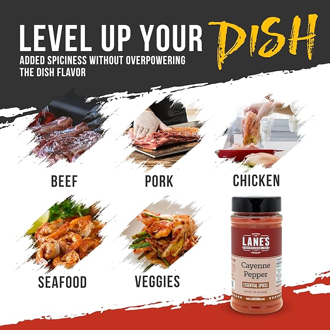 Lane's Cayenne Pepper Powder, All-Natural Cayenne Red Peppers Powder, Goes Well With Meat & Veggies