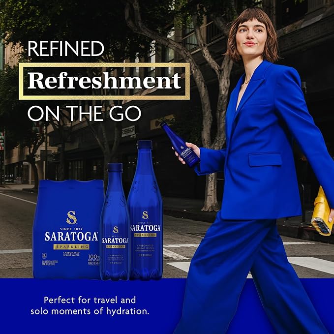 Saratoga Sparkling Water Bottles, 6-Pack - Carbonated Spring Bottled Water with Naturally Occurring