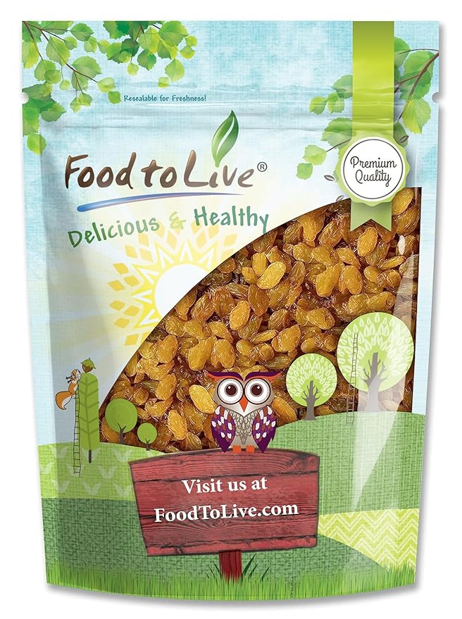 Food to Live California Jumbo Golden Raisins, 12 Ounces ??Seedless, Sun-Dried, No Added Oil, No