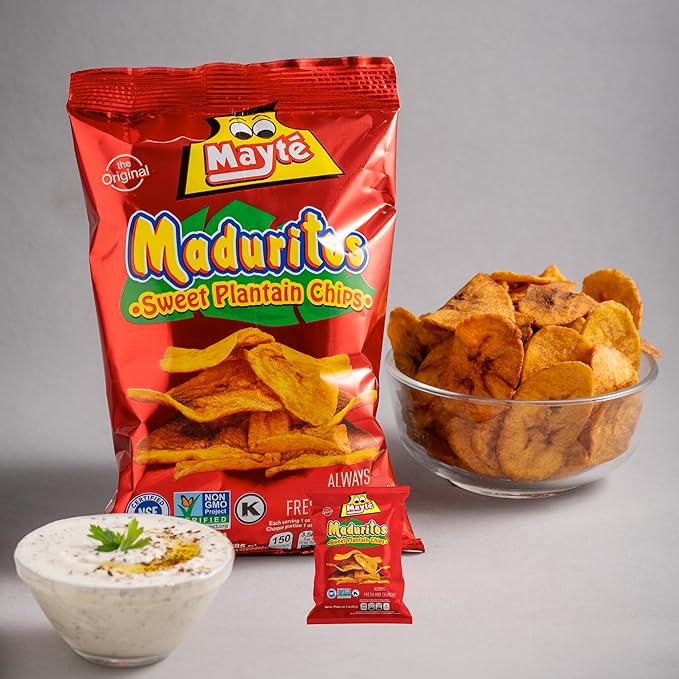 Mayté Maduritos Sweet Plantain Chips – 30 Individual Packs (3oz Each) – Crunchy, Savory, Healthy