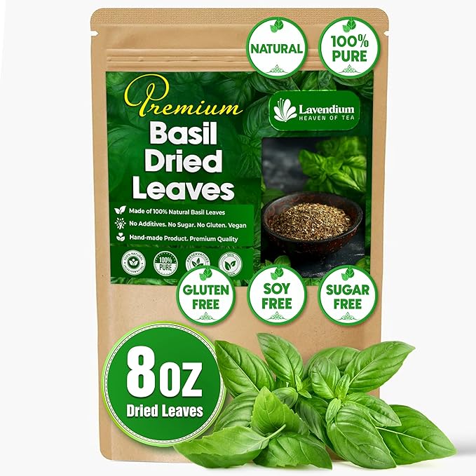 Lavendium, Premium 8oz Dried Basil ??100% Pure, Non-GMO, Gluten-Free, Vegan ??Aromatic Culinary
